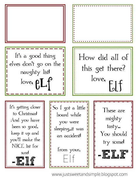 Elf On The Shelf Notes Printable