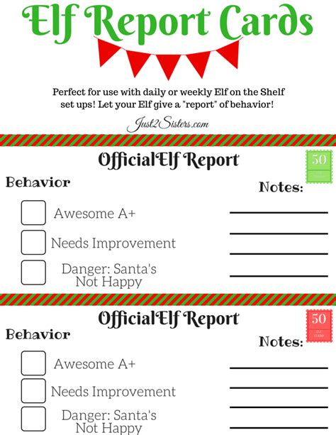 Elf Report Card Printable