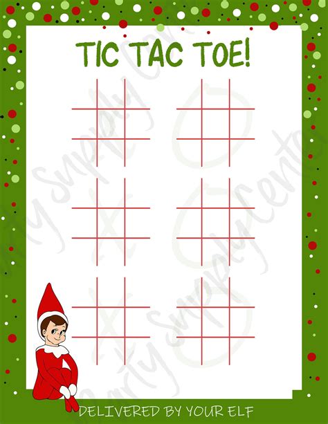 Elf Tic Tac Toe Printable