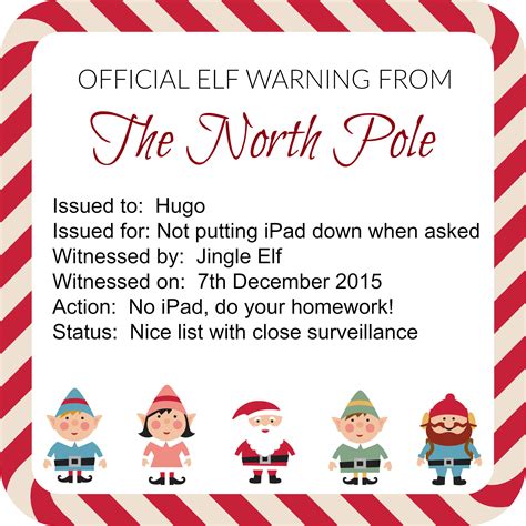 Elf Warning Letter Free Printable