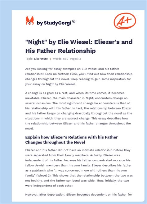 Elie And His Father Relationship