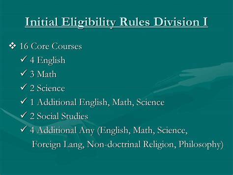 Eligibility and Duration Rules