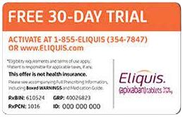 Eliquis 30 Day Free Trial Printable Coupon
