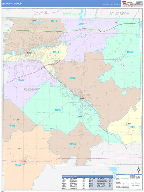 Elkhart County Wall Map Premium Style