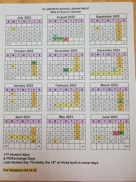 Ellsworth Elementary Calendar