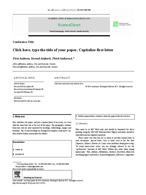 Elsevier Journal Paper Template