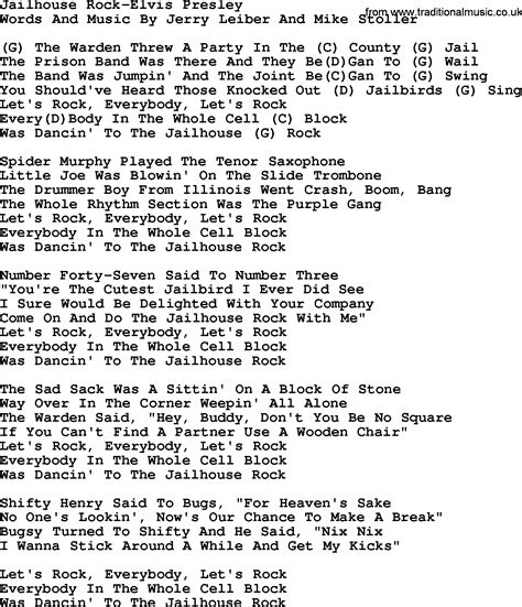 Elvis Presley Jailhouse Rock lyrics