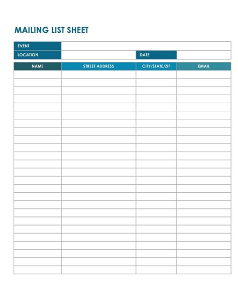 Email List Template Word