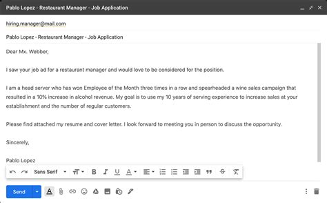 Email When Sending Resume And Cover Letter
