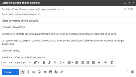 Email In Spanish Template