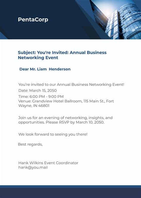 Email Invitation Template Free