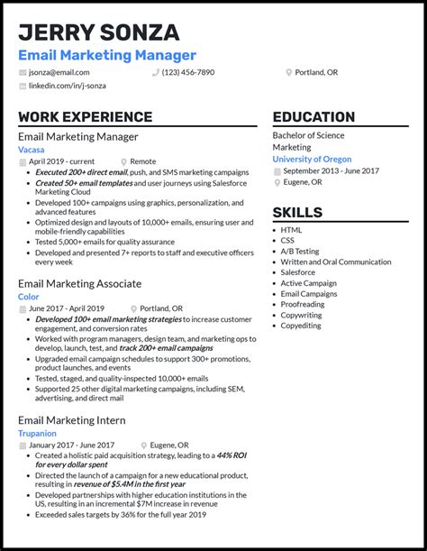    Email Marketing Resume Templates