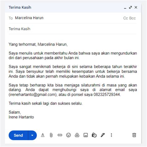 Email Perpisahan Kerja