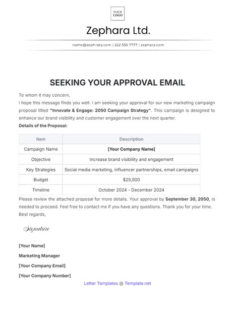 Email Template For Approval