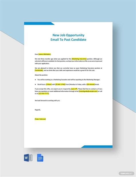 Email Template For Job Opportunity