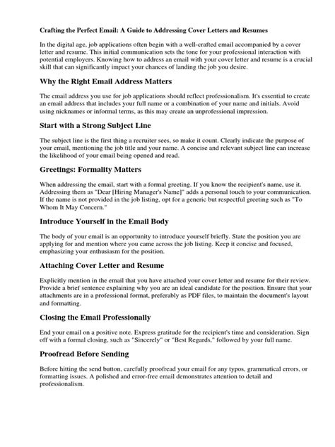 Emailing Cover Letters And Resumes