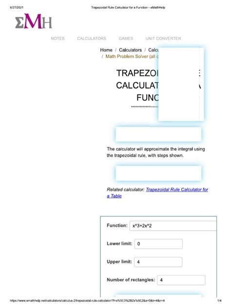 Emathhelp Function Calculator
