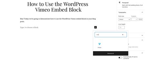 Embed A Vimeo Video In WordPress Using The Video Block