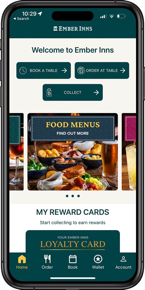 Ember Inns App Order Food