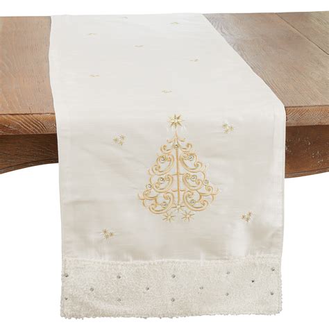 Embroidered Christmas Tree Table Runner