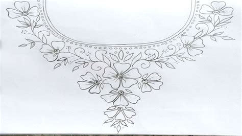 Embroidery Patterns Neck Design Drawing For Hand Embroidery