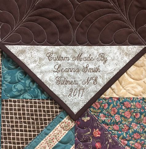 Embroidered quilt label