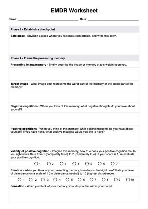 Emdr Preparation Worksheet