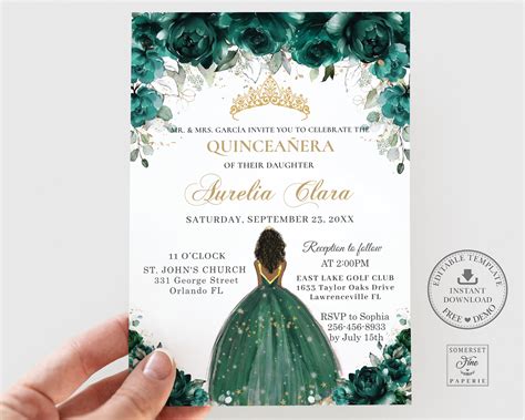 Emerald Green Quince Invitations Template