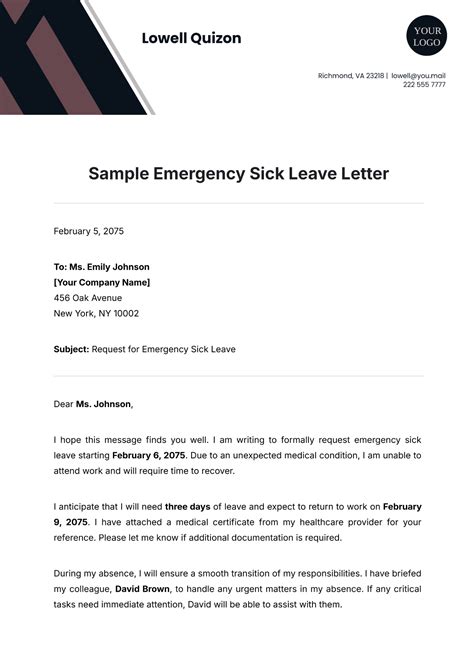 Emergency/Sick Leave Template