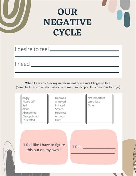 Emotionally Focused Couples Therapy Worksheets