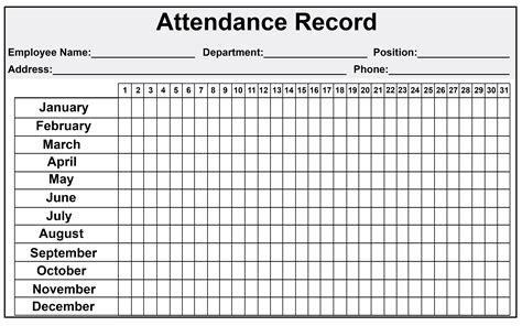 Employee Attendance Sheet Template