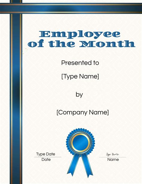 The wonderful Employee Of The Month Certificate Template Within