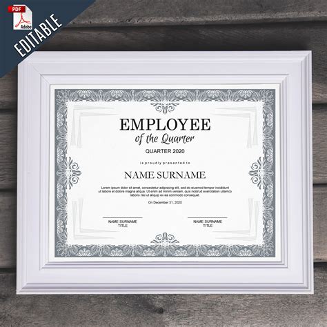 Employee Of The Quarter Certificate Template