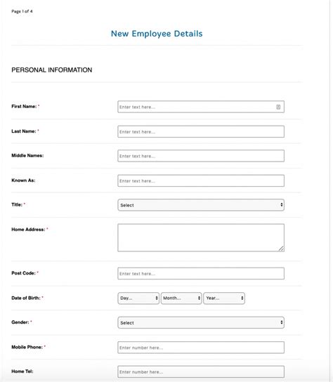 Employee Starter Form Template