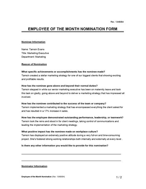 Employee Of The Month Nomination: Examples And Insights