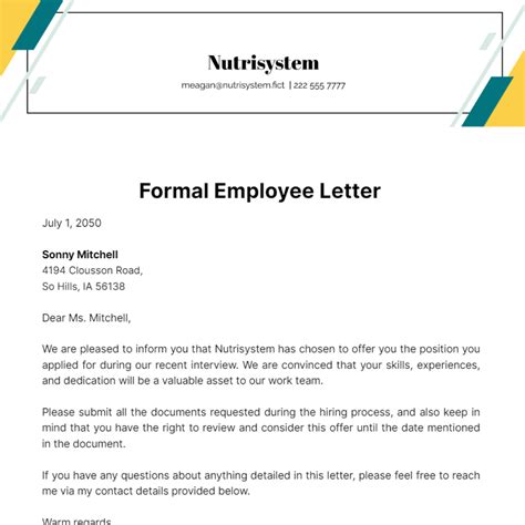 Employee Letter Template