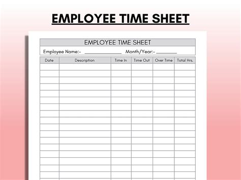 Employee Time Card Template Printable