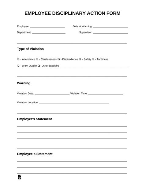 Employee Write Up Pdf Printable Disciplinary Action Form