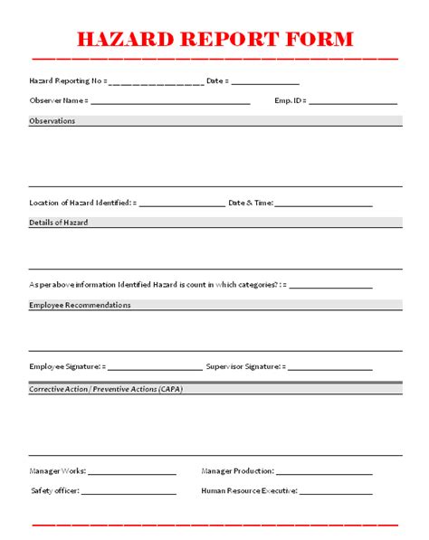 Employee report of hazard