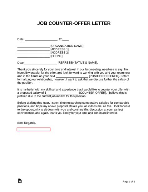 Employment Counter Offer Letter Template