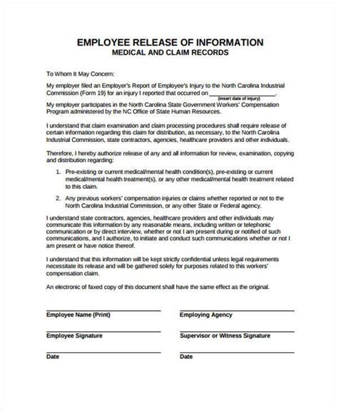 FREE 10+ Sample Employment Release Forms in PDF MS Word
