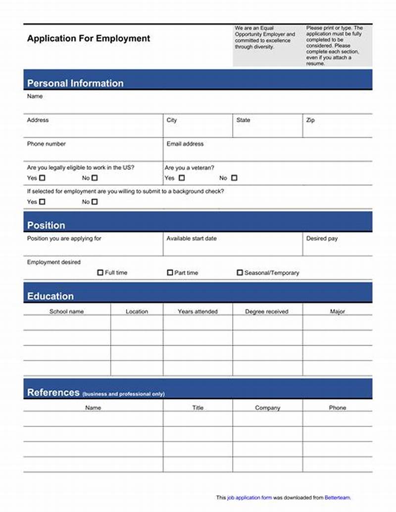 Employment Application Form Example