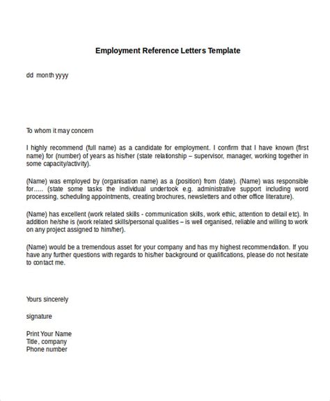 Employment Reference Template: A Comprehensive Guide