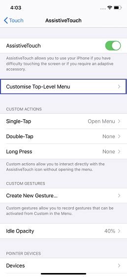 Enable AssistiveTouch in iOS 13 and iPadOS 13