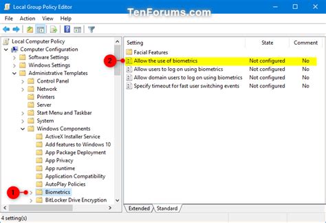 Enable Biometrics In Group Policy Editor