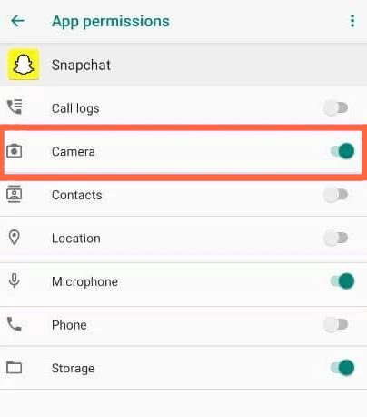 Enable Camera Permission To Fix Black Screen in Snapchat