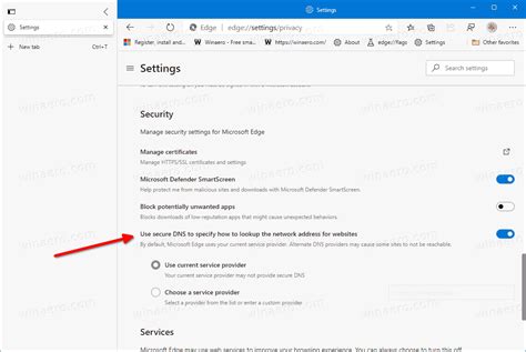 Enable DNS over HTTPS &amp; Set Custom DNS Provider Edge