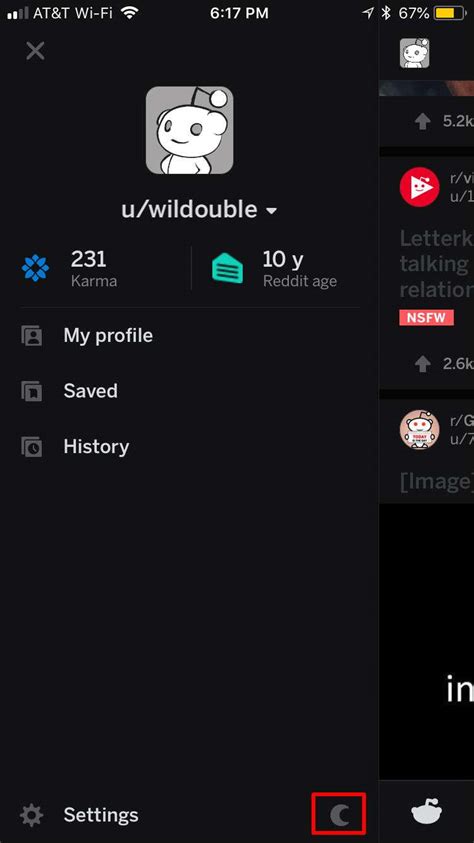 Enable Dark Mode on Reddit for iOS App