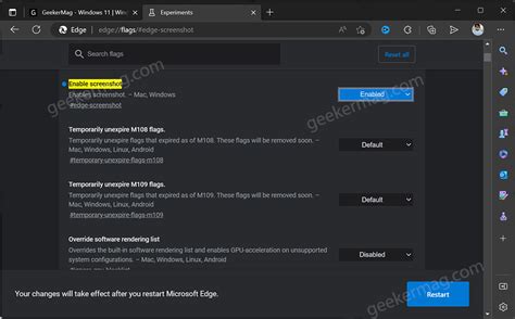 Enable Drop Native Screenshot tool in Edge