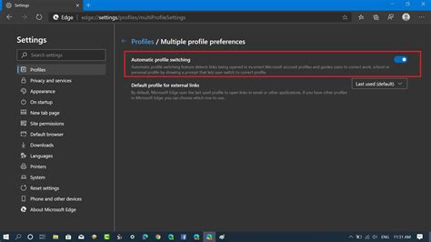 Enable Edge automatic profile switching